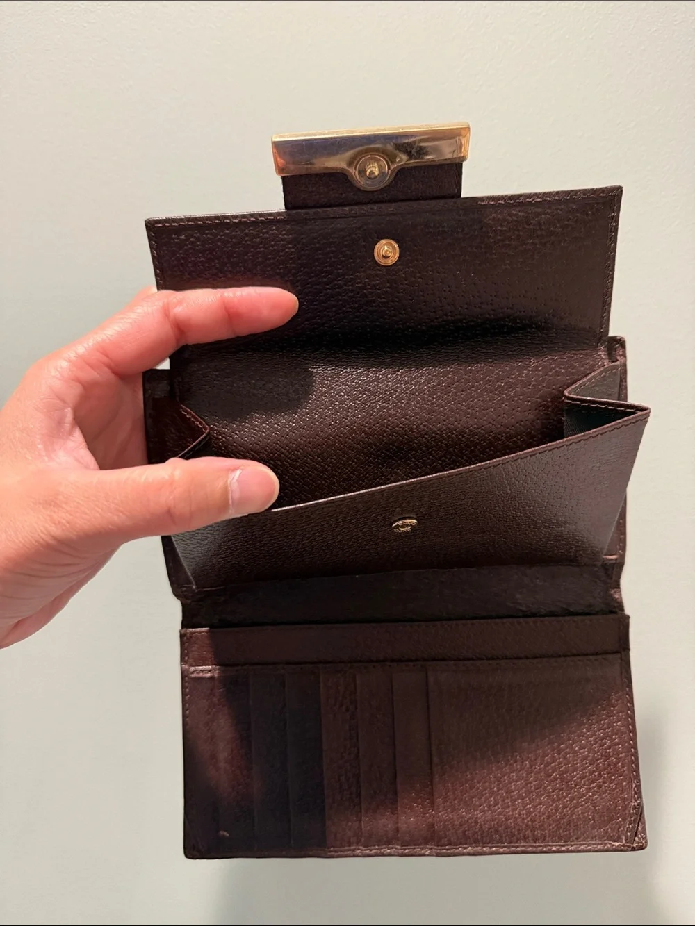 Gucci Brown GG Canvas Wallet with Sherry Line - Picture 9 of 12